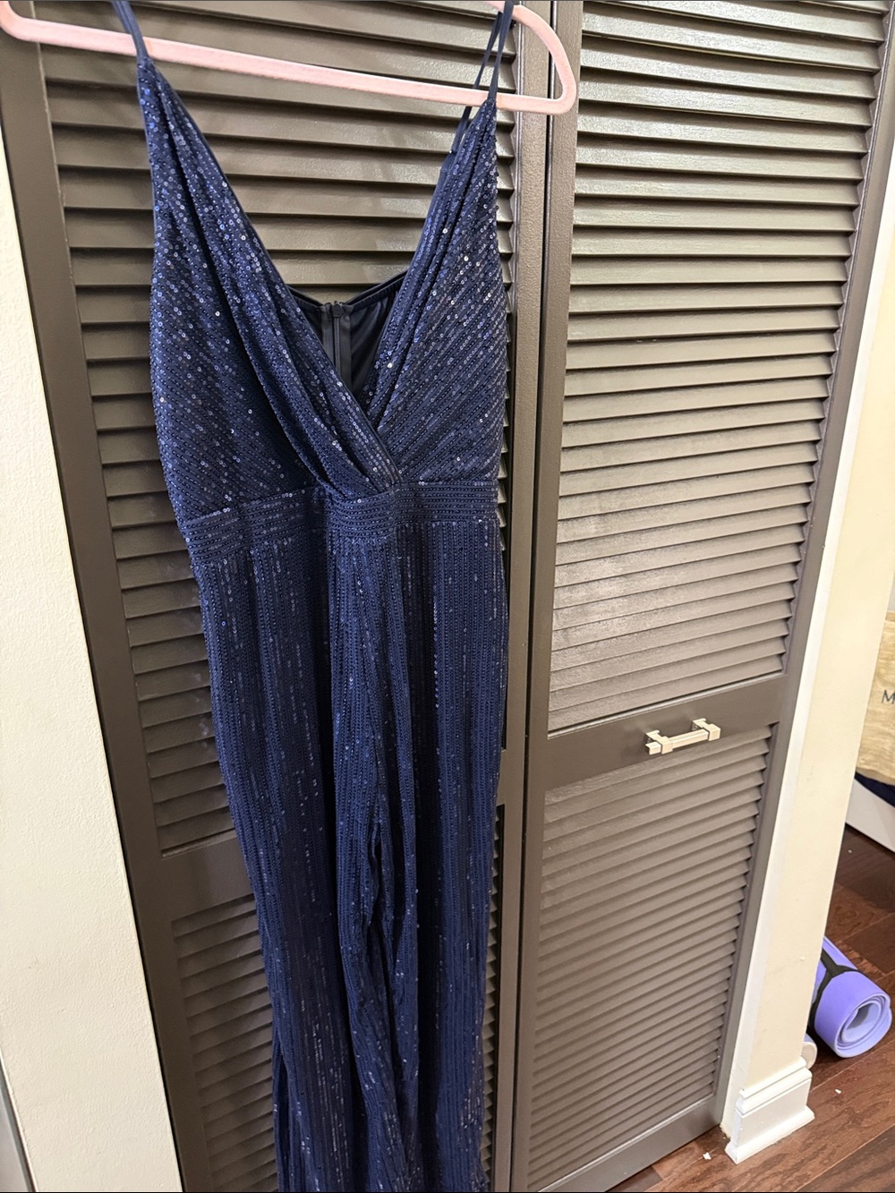 SHEIN Navy Blue Sequin Jumpsuit Romper